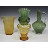 A mixed group of studio and art glass, 20th century, including a Scottish vase with multicoloured