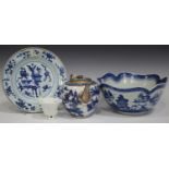 A small group of Chinese porcelain, Kangxi period and later, comprising a blanc-de-Chine libation