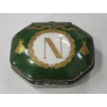 A French porcelain and gilt metal mounted octagonal box with hinged lid, late 19th/early 20th