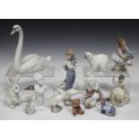 Thirteen pieces of Lladro porcelain, comprising Best Friend, model No. 7620, Graceful Swan, model