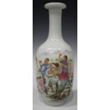 A Chinese famille rose porcelain vase, mid to late 20th century, the swollen cylindrical body