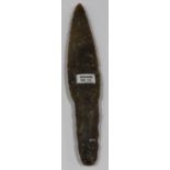 A Danish Neolithic flint dagger, bearing label and detailed 'Denmark', with Hugh Fawcett