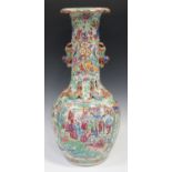A Chinese Canton famille rose porcelain vase, mid-19th century, of squat ovoid form with narrow