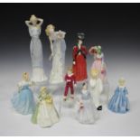 Seven Royal Doulton porcelain figures, comprising 'Sweet Perfume, HN3094, 'Summer's Darling',