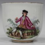 A Vienna porcelain cabinet coffee cup, late 18th century, the U-shaped body with angular handle,