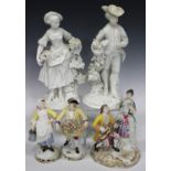 A pair of Samson porcelain Meissen style figures, late 19th century, modelled as a woman with a