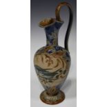 A Doulton Lambeth stoneware jug, late 19th century, decorated by Florence E. Barlow, monogrammed,