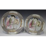 A Chinese export porcelain plate and matching soup plate, late Qianlong/Jiaqing period, each painted