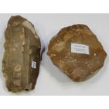 A Neolithic Pressigny flint core, bearing label inscribed 'Le Grande Pressigny, Central France',
