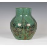 An early Monart glass vase, late 1920s, shape 'N', with bulbous body and vertical neck rim, the