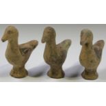 A group of three Indus Valley Civilization painted terracotta figures of birds, circa 2600-2000