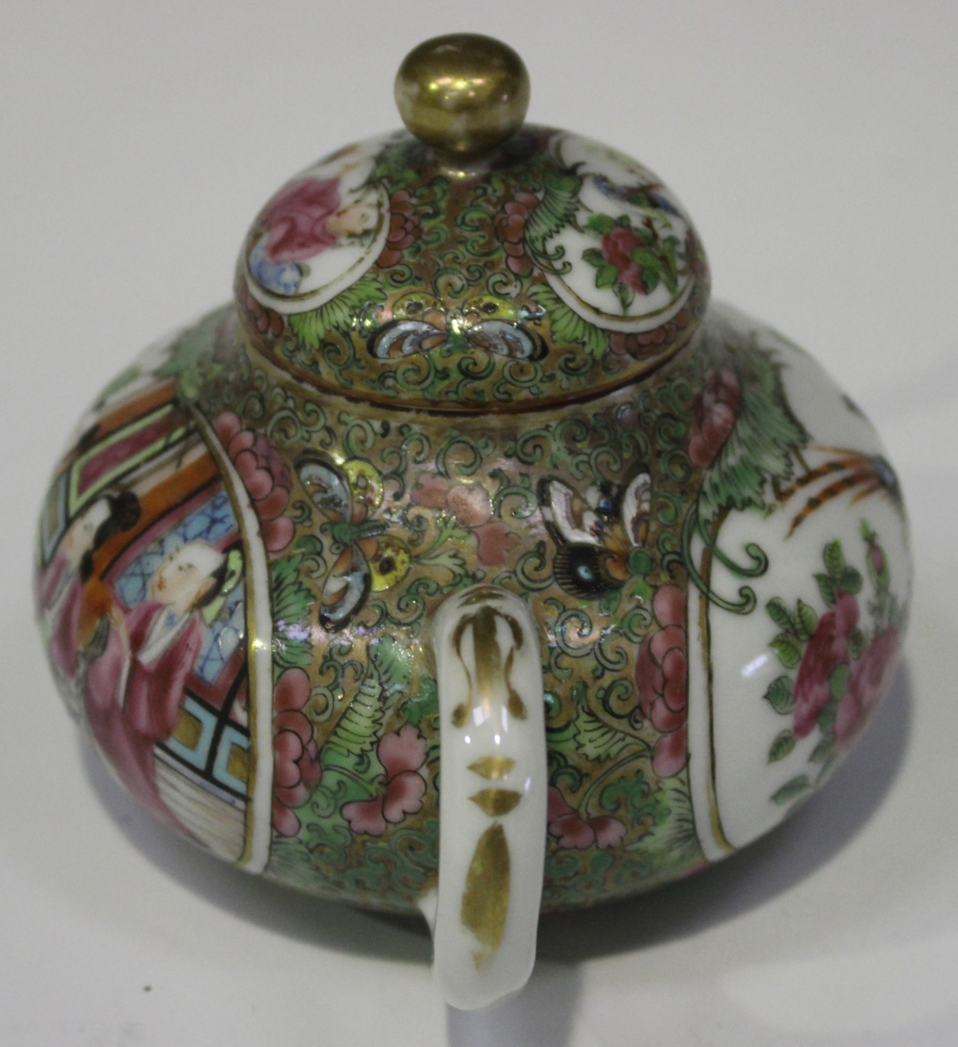 A Chinese Canton famille rose porcelain teapot and cover, mid to late 19th century, of diminutive - Image 4 of 5