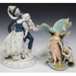 A Thuringian Katzhutte porcelain figure group, first half 20th century, white glazed with blue