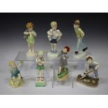 A set of seven Royal Worcester bone china Boy figures from the Days of the Week series, modelled