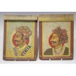A pair of Indian watercolour paintings on card, 19th century, each depicting a head and shoulders
