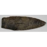 A Danish Neolithic flint dagger, detailed 'Denmark.2.' in black ink, length 14.8cm.Buyer’s Premium