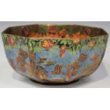 A Wedgwood Fairyland Lustre octagonal bowl, 1920s, designed by Daisy Makeig-Jones, the exterior gilt