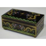 A Chinese cloisonné rectangular box and hinged cover, early 20th century, decorated with