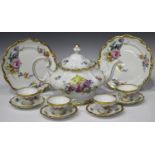 A Rosenthal porcelain Pompadour pattern part tea service, mid-20th century, decorated with floral