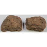 Two fragments of ancient clay, purportedly from the pathways of the Gardens of Babylon, the flat