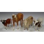 Three Beswick models of cattle, comprising Ayrshire Bull Ch. 'Whitehill Mandate', No. 1454B (horns