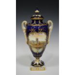 A Royal Worcester porcelain two-handled vase and cover, circa 1906, painted by Raymond Rushton,