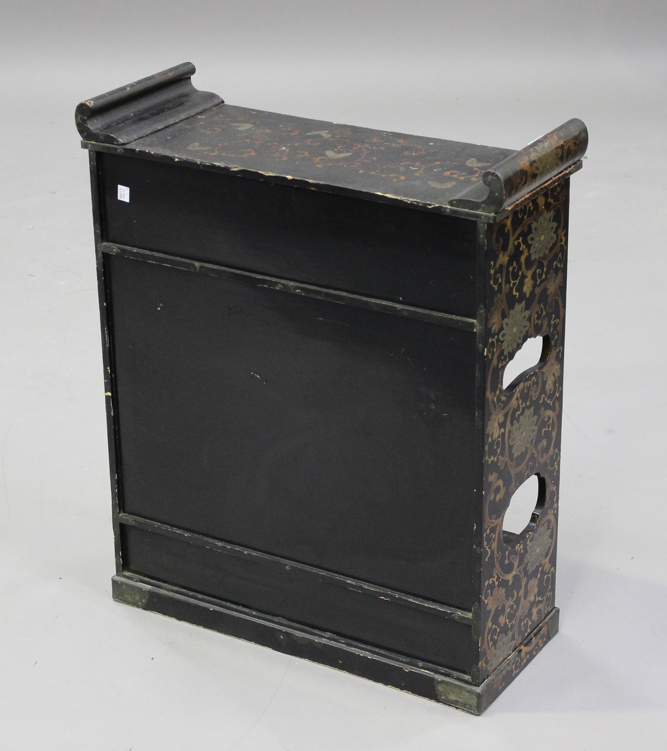 A Japanese lacquer table-top cabinet, Meiji period, fitted with a symmetrical arrangement of - Image 2 of 4