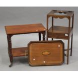 A Victorian mahogany two-tier washstand, height 77cm, width 35cm, depth 35cm, together with a two-