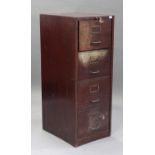 A mid-20th century red lacquered four-drawer filing cabinet by Art Metal Construction Co Ltd, height