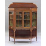 An Edwardian mahogany and satinwood crossbanded display cabinet, fitted with a pair of astragal