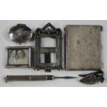 A small late Victorian silver mounted rectangular photograph frame, Birmingham 1899, a silver and