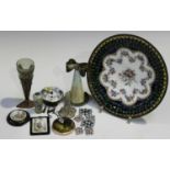 A selection of 19th century and later enamelled items, including a late 19th century Limoges
