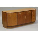 A mid/late 20th century G-Plan 'Fresco' range teak sideboard, the canted rectangular top above