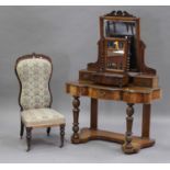 A Victorian walnut Duchess dressing table with swing frame mirror, height 154cm, width 107cm,
