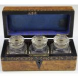 A Victorian Tunbridge ware rectangular scent bottle case, the hinged lid with a central mosaic