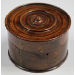 A late 18th century turned treen cylindrical box and cover, height 5.5cm, diameter 5.8cm.Buyer’s