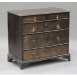 An 18th century oak chest of two short and three long drawers, on bracket feet, height 85cm, width