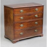 A George III mahogany chest of four graduated long drawers, on bracket feet, height 97cm, width