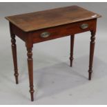 A Victorian mahogany side table, fitted with a single frieze drawer, raised on turned legs, height