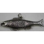 An early 20th century white metal novelty propelling pencil in the form of a fish, length 5.6cm.