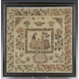 An early Victorian needlework sampler 'Worked by the Girls in the Pimlico British School, April 20th