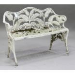 A late 20th century white painted aluminium Coalbrookdale style child's garden bench, height 73cm,