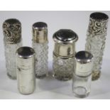 A late Victorian silver cased scent bottle of cylindrical form, London 1882 by Sampson Mordan &