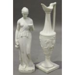 A modern reconstituted marble garden figure of a classical maiden by Cosmolux, height 79cm, together