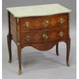 A 20th century French kingwood and green marble topped chest of two drawers with gilt metal