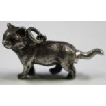 An early 20th century silver novelty propelling pencil in the form of a kitten, the internal