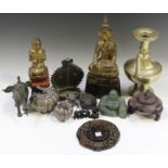 A group of South-east Asian items, including two plated boxes, two carved and gilded wooden