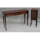 A 20th century mahogany hall table, fitted with two frieze drawers, on square tapering legs,