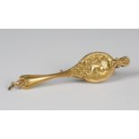 A pair of American Art Nouveau gold mounted sprung lorgnettes, one side decorated with the