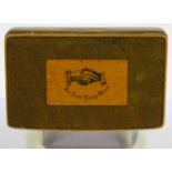 An early Victorian maple rectangular snuff box, the hinged lid decorated with a pair of shaking